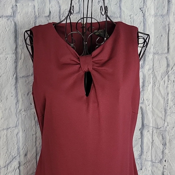 TAYLOR Ruffled Maroon Bow Aline Dress Size‎ 6 - Picture 2 of 8